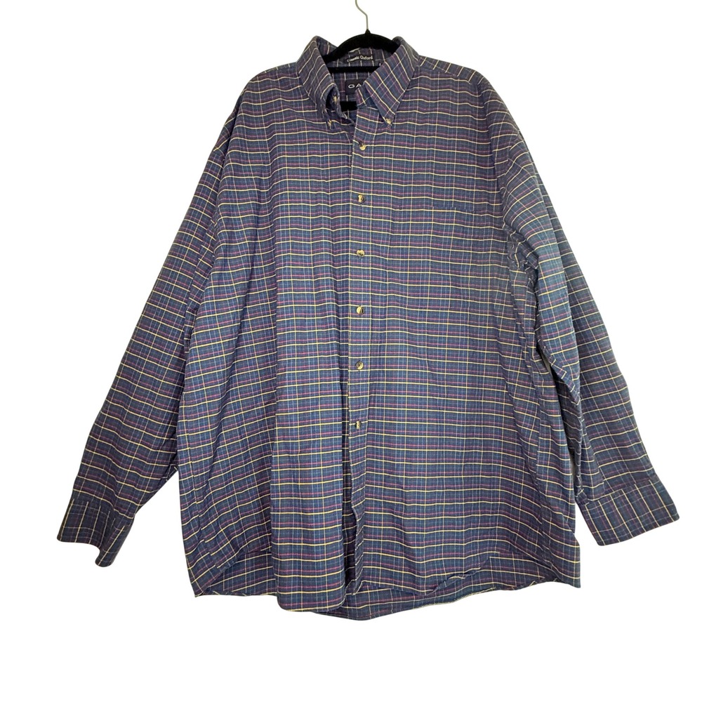 GANT Classic Oxford Men's XL Blue Plaid 100% Cotton Button Down Shirt Preppy